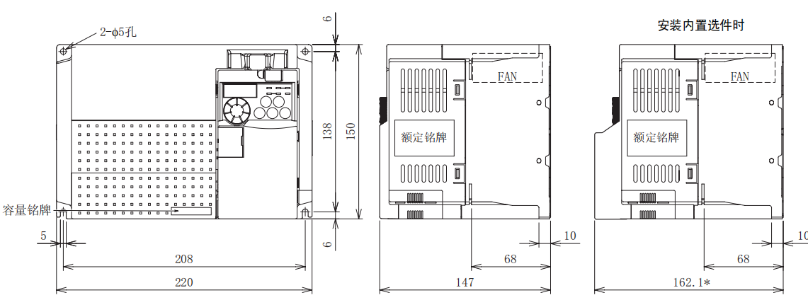FR-E740-5.5K、7.5K-CHT尺寸圖